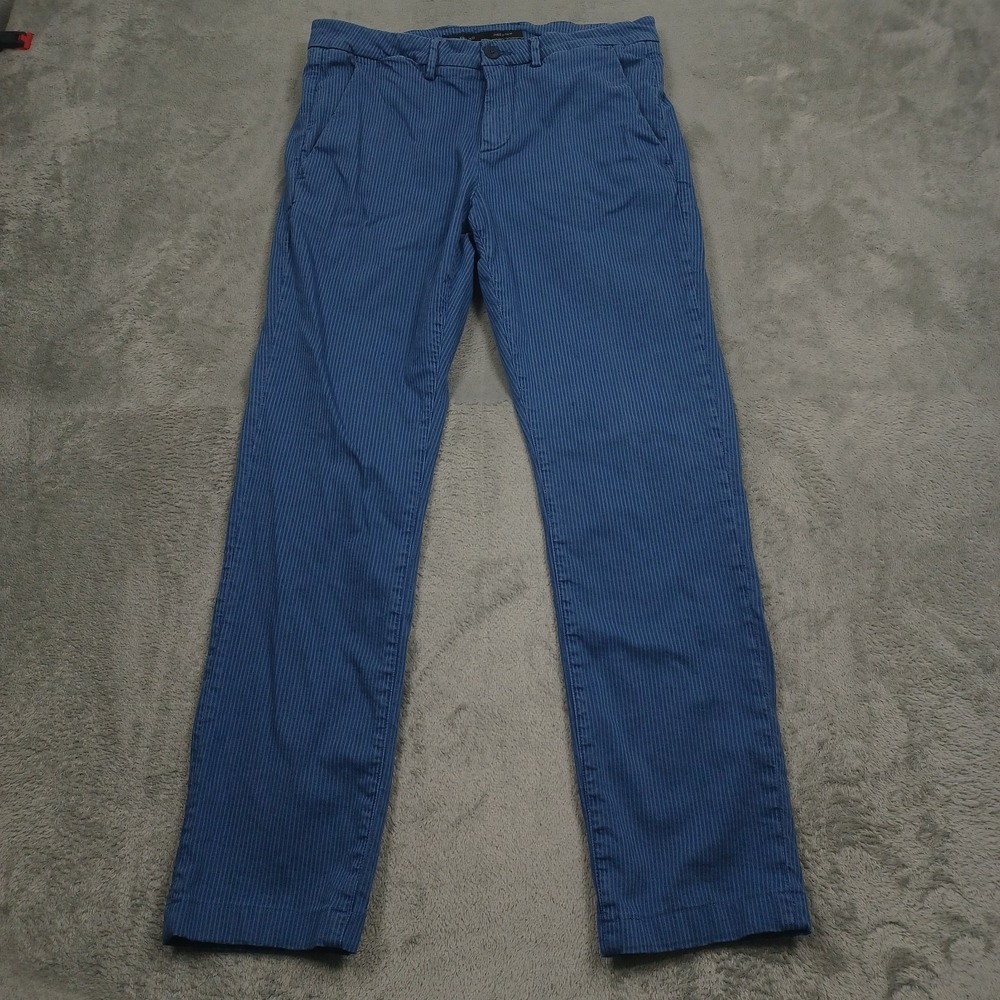 Teleria Zed Pants Mens 32x28 Blue Striped Chino Pockets Casual Italy Preppy